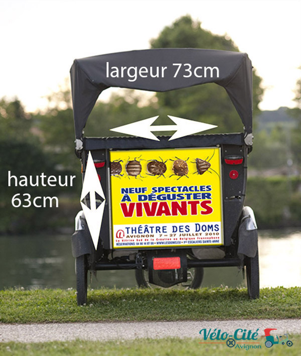 Schéma des zones d’affichage sur un vélo-taxi